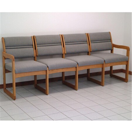 Wooden Mallet Valley Four Seat Sofa in Medium Oak - Charcoal Grey DW2-4MOCG